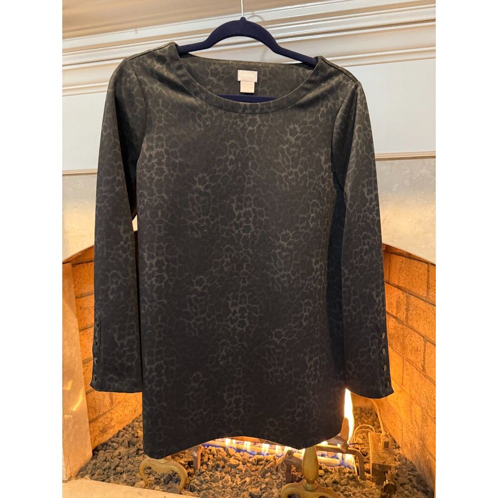Chico's black top with animal print size medium